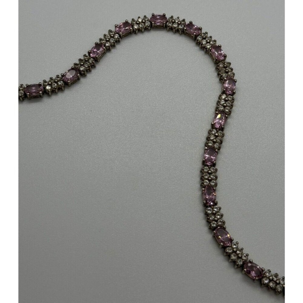 925 STERLING SILVER MORGANITE & GOSHENITE BRACELET - Picture 7 of 8